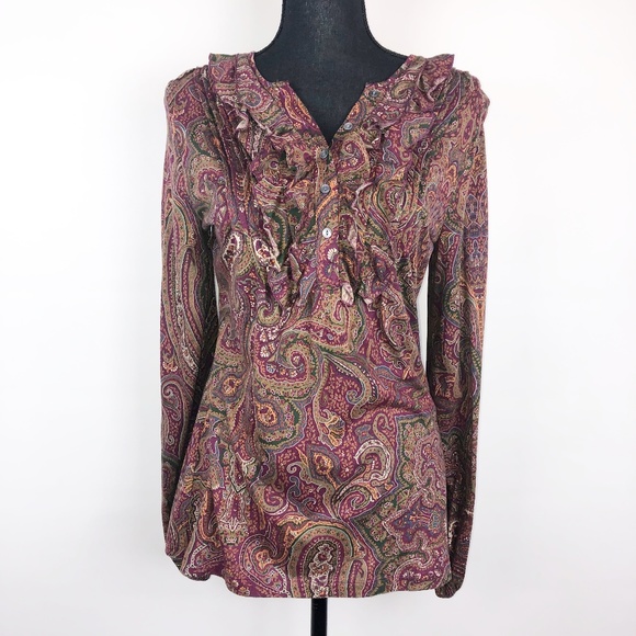 Ralph Lauren Tops - Ralph Lauren | Vintage Paisley Ruffle shirt | M